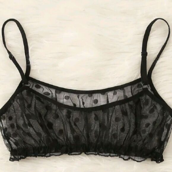 Black Polka Dot Bikini Style Lingerie Set - Picture 5 of 13